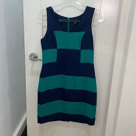 Ann Taylor Dresses & Skirts - Ann Taylor Striped Blue and Green Dress Size 4